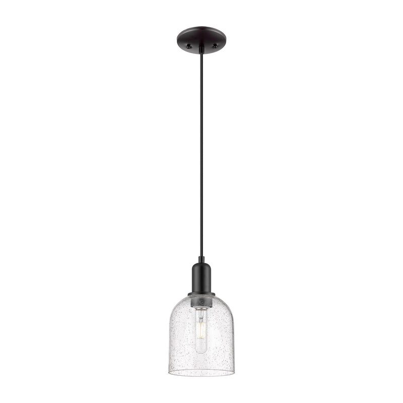 Innovations Bella 6in 1-Light Mini Pendant | Industrial Matte Black Steel and Seedy Glass | Kitchen Island & Dining Room | 5.5 | Model 716-1P-BK-G558-6SDY