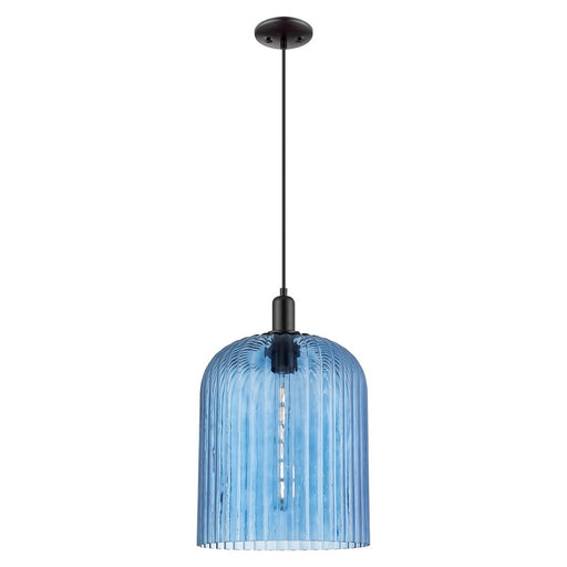 Innovations Bridal Veil 12" Cord Mini Pendant, Black/Blue - 716-1P-BK-G559-12BL