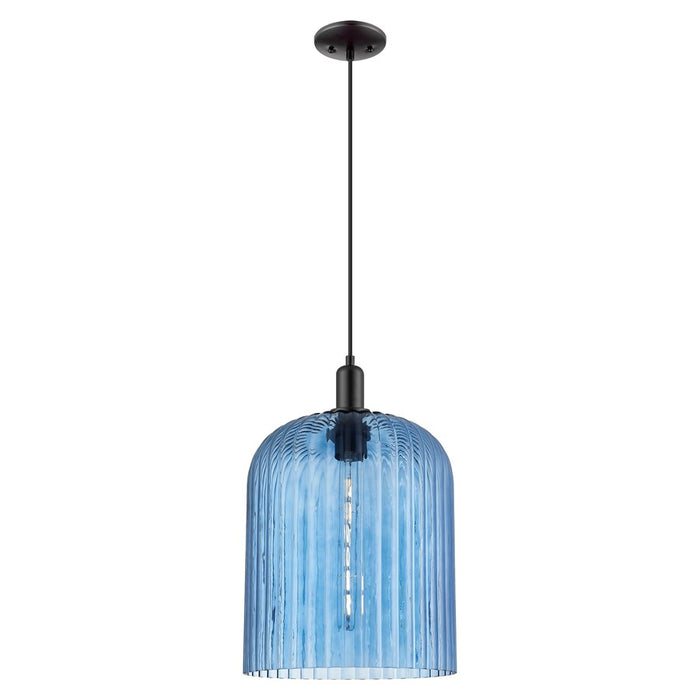 Innovations Bridal Veil 12" Cord Mini Pendant, Black/Blue - 716-1P-BK-G559-12BL