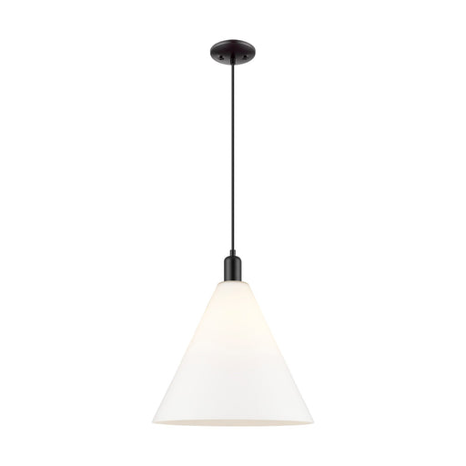 Innovations Berkshire Glass 16in 1-Light Mini Pendant | Industrial Matte Black Steel and Matte White Cased Glass | Kitchen | Model 716-1P-BK-GBC-161