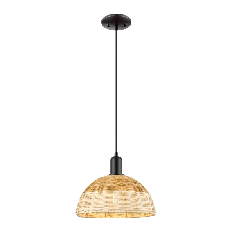 Innovations NB Dome Cord Mini Pendant, 12" Shade, BK/NT - 716-1P-BK-NBD2-12-NAT