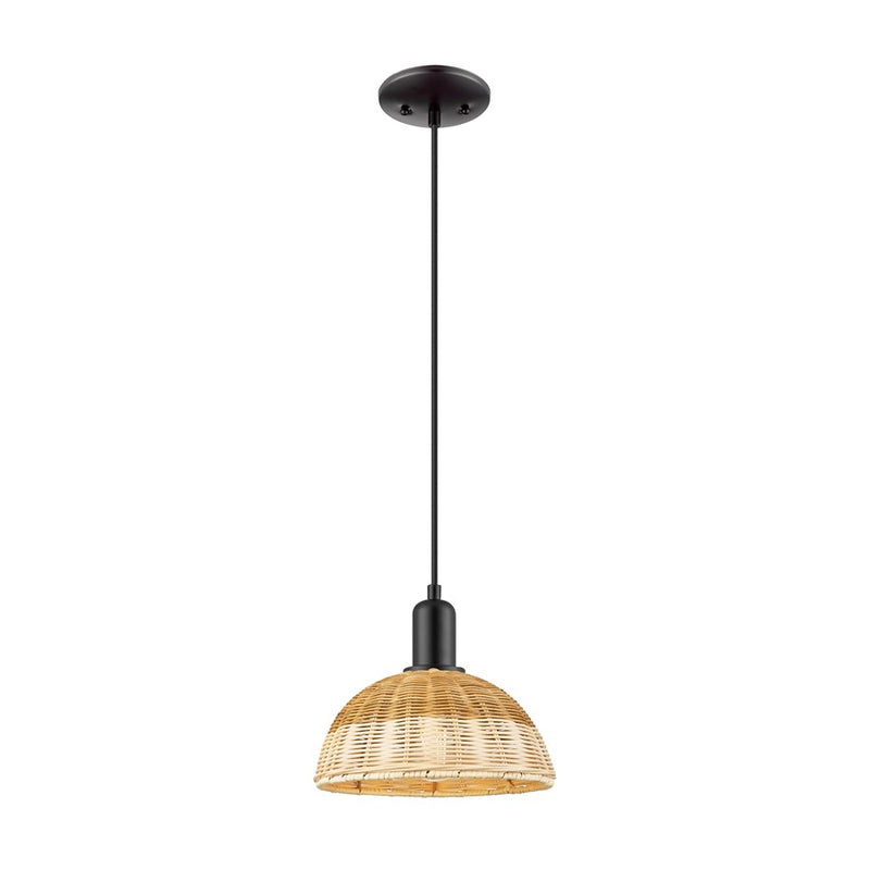 Innovations NB Dome 1Lt 9" Cord Mini Pendant, Black/Nat - 716-1P-BK-NBD2-9-NAT
