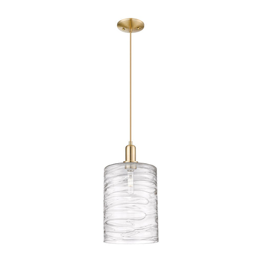 Innovations Cobbleskill 9in 1-Light Mini Pendant | Industrial Champagne Bronze Steel and Deco Swirl Glass | Kitchen Island & | Model 716-1P-CB-G1113-L