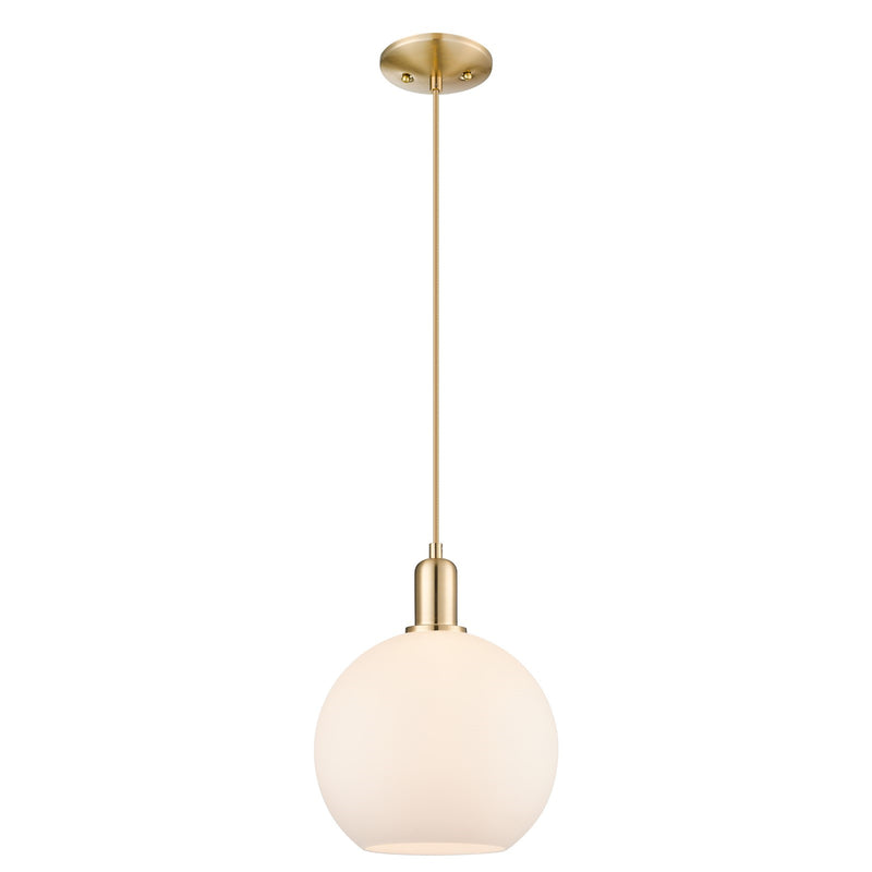 Innovations Athens 10in 1-Light Mini Pendant | Industrial Champagne Bronze Steel and Matte White Glass | Kitchen Island & Dining | Model 716-1P-CB-G121-10