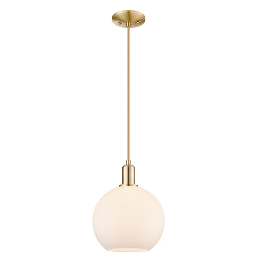 Innovations Athens 10in 1-Light Mini Pendant | Industrial Champagne Bronze Steel and Matte White Glass | Kitchen Island & Dining | Model 716-1P-CB-G121-10