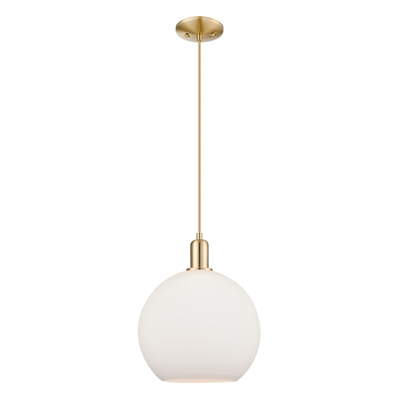 Innovations Athens 12in 1-Light Mini Pendant | Industrial Champagne Bronze Steel and Matte White Glass | Kitchen Island & Dining | Model 716-1P-CB-G121-12