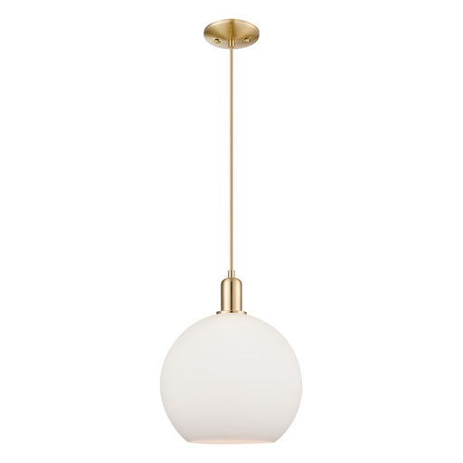 Innovations Athens 12in 1-Light Mini Pendant | Industrial Champagne Bronze Steel and Matte White Glass | Kitchen Island & Dining | Model 716-1P-CB-G121-12