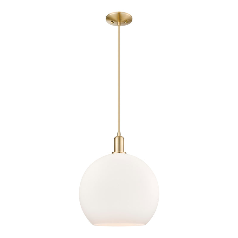 Innovations Athens 14in 1-Light Mini Pendant | Industrial Champagne Bronze Steel and Matte White Glass | Kitchen Island & Dining | Model 716-1P-CB-G121-14