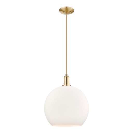 Innovations Athens 14in 1-Light Mini Pendant | Industrial Champagne Bronze Steel and Matte White Glass | Kitchen Island & Dining | Model 716-1P-CB-G121-14