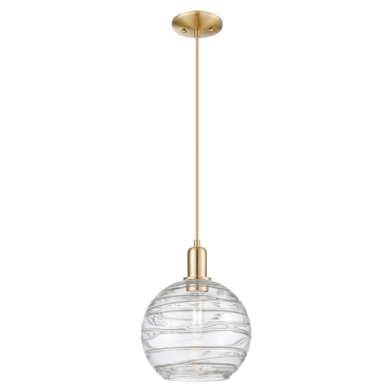 Innovations Athens Deco Swirl 10in 1-Light Mini Pendant | Industrial Champagne Bronze Steel and Clear Deco Swirl Glass | Model 716-1P-CB-G1213-10CL