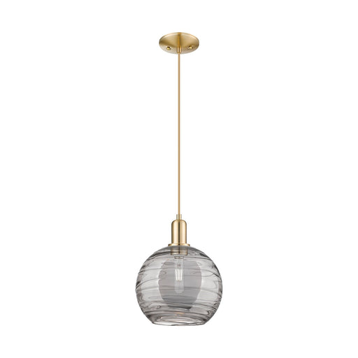 Innovations Athens Deco Swirl 10in 1-Light Mini Pendant | Industrial Champagne Bronze Steel and Light Smoke Glass | Kitchen | Model 716-1P-CB-G1213-10SM
