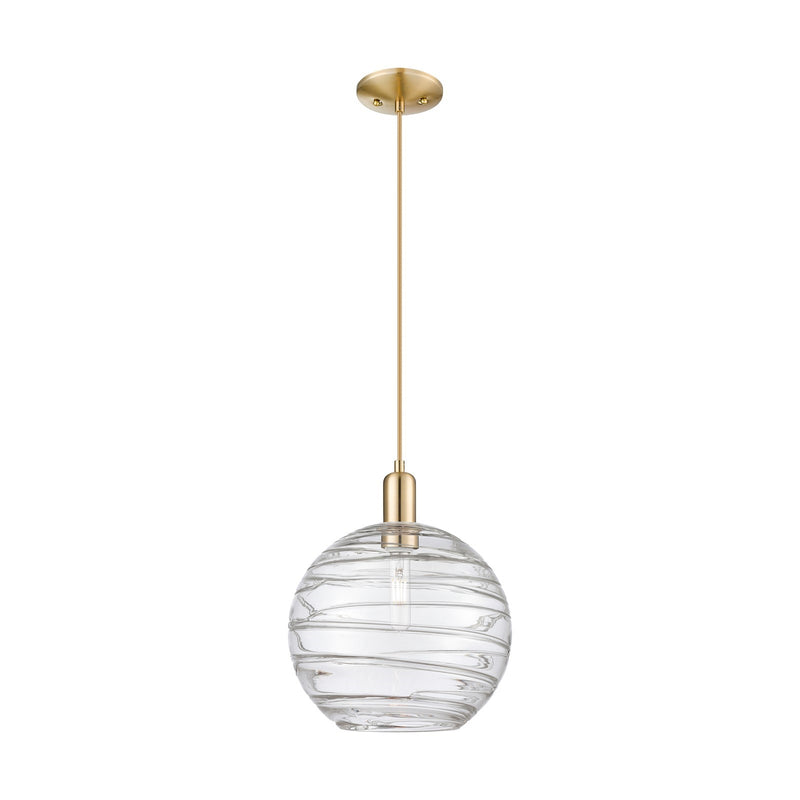 Innovations Athens Deco Swirl 12in 1-Light Mini Pendant | Industrial Champagne Bronze Steel and Clear Glass | Kitchen Island | Model 716-1P-CB-G1213-12CL