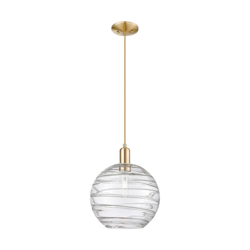 Innovations Athens Deco Swirl 12in 1-Light Mini Pendant | Industrial Champagne Bronze Steel and Clear Glass | Kitchen Island | Model 716-1P-CB-G1213-12CL