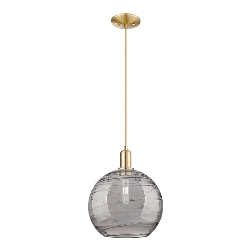 Innovations Athens Deco Swirl 12in 1-Light Mini Pendant | Industrial Champagne Bronze Steel and Light Smoke Glass | Kitchen | Model 716-1P-CB-G1213-12SM