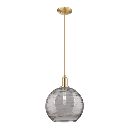Innovations Athens Deco Swirl 12in 1-Light Mini Pendant | Industrial Champagne Bronze Steel and Light Smoke Glass | Kitchen | Model 716-1P-CB-G1213-12SM