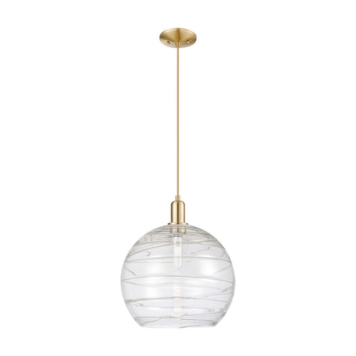 Innovations Athens Deco Swirl 14in 1-Light Mini Pendant | Industrial Champagne Bronze Steel and Clear Glass | Kitchen Island | Model 716-1P-CB-G1213-14CL