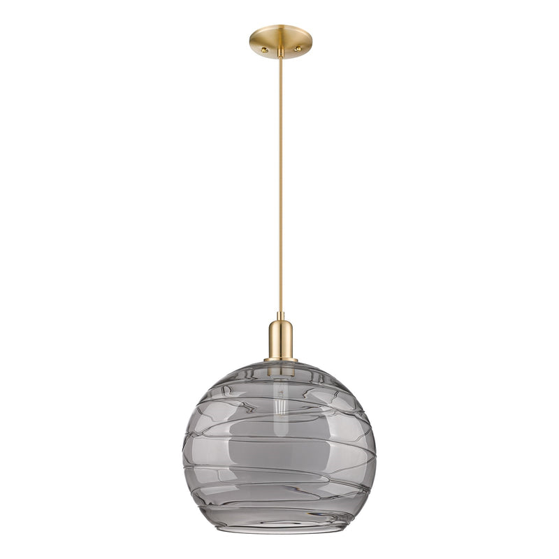 Innovations Athens Deco Swirl 14in 1-Light Mini Pendant | Industrial Champagne Bronze Steel and Light Smoke Glass | Kitchen | Model 716-1P-CB-G1213-14SM