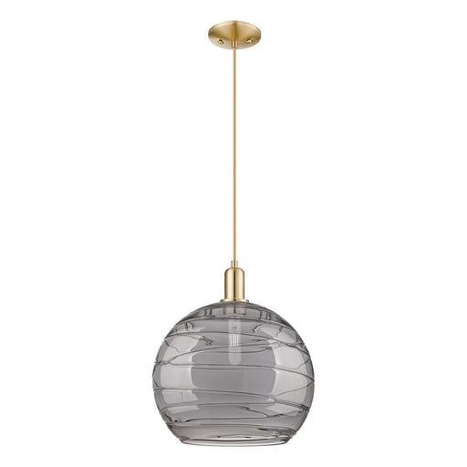 Innovations Athens Deco Swirl 14in 1-Light Mini Pendant | Industrial Champagne Bronze Steel and Light Smoke Glass | Kitchen | Model 716-1P-CB-G1213-14SM