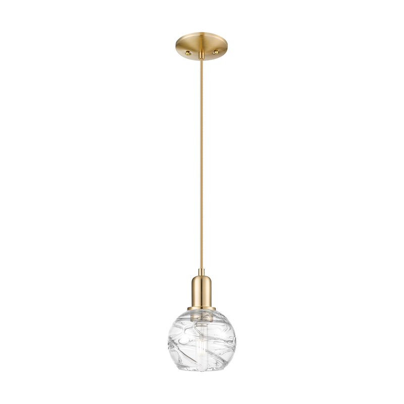 Innovations Athens Deco Swirl 6in 1-Light Mini Pendant | Industrial Champagne Bronze Steel and Clear Deco Swirl Glass | Model 716-1P-CB-G1213-6CL