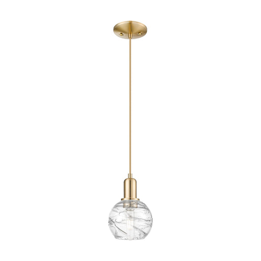 Innovations Athens Deco Swirl 6in 1-Light Mini Pendant | Industrial Champagne Bronze Steel and Clear Deco Swirl Glass | Model 716-1P-CB-G1213-6CL