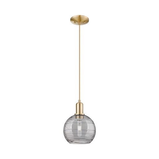 Innovations Athens Deco Swirl 8in 1-Light Mini Pendant | Industrial Champagne Bronze Steel and Light Smoke Glass | Kitchen | Model 716-1P-CB-G1213-8SM