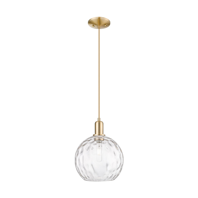 Innovations Athens Water Glass 10in 1-Light Mini Pendant | Industrial Champagne Bronze Steel and Clear Glass | Kitchen Island & | Model 716-1P-CB-G1215-10