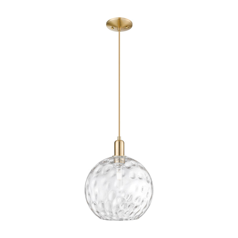 Innovations Athens 12in 1-Light Mini Pendant | Industrial Champagne Bronze Steel and Clear Water Glass | Kitchen Island & | Model 716-1P-CB-G1215-12