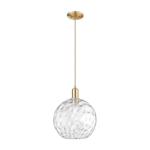 Innovations Athens 12in 1-Light Mini Pendant | Industrial Champagne Bronze Steel and Clear Water Glass | Kitchen Island & | Model 716-1P-CB-G1215-12