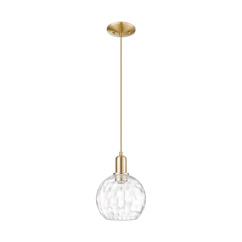 Innovations Athens Water Glass 8in 1-Light Mini Pendant | Industrial Champagne Bronze Steel and Clear Water Glass | Kitchen | Model 716-1P-CB-G1215-8