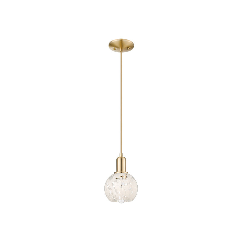 Innovations Lighting Arcadia 6in 1-Light Mini Pendant | Industrial Champagne Bronze Steel and White Mouchette Glass | Kitchen | Model 716-1P-CB-G1216-6WM