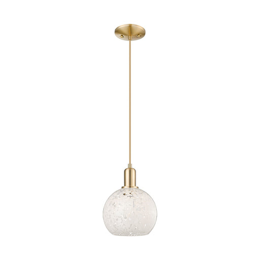 Innovations White Mouchette 8in 1-Light Mini Pendant | Industrial Champagne Bronze Steel and White Glass | Kitchen Island & | Model 716-1P-CB-G1216-8WM