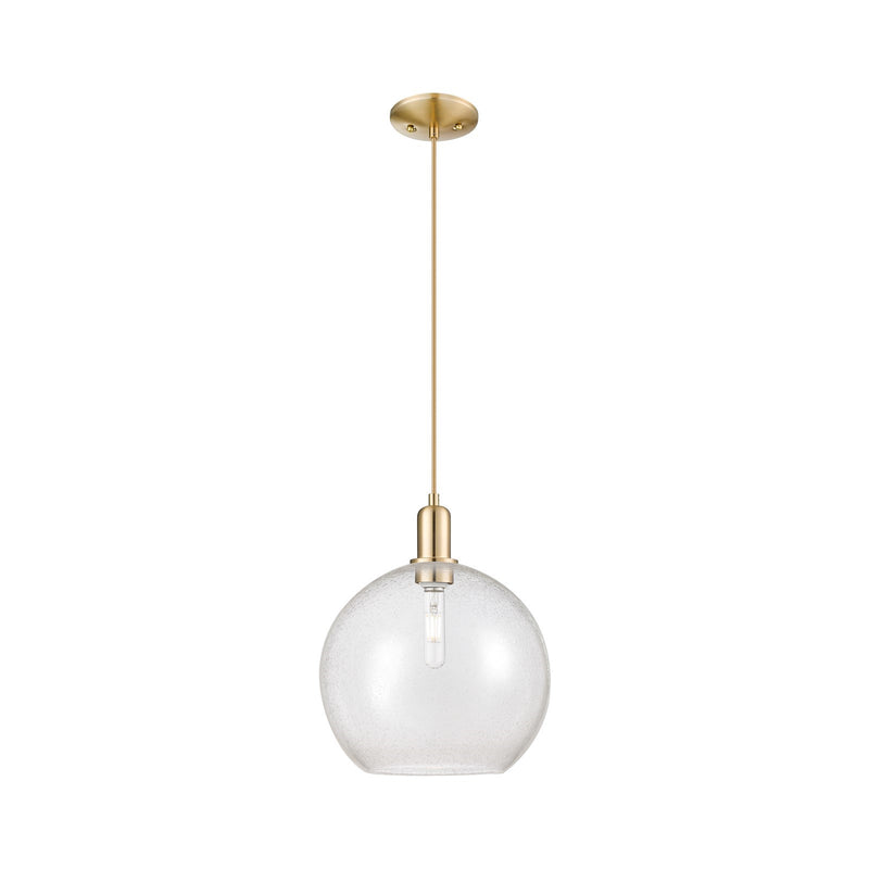 Innovations Athens 12in 1-Light Mini Pendant | Industrial Champagne Bronze Steel and Seedy Glass | Kitchen Island & Dining Room | Model 716-1P-CB-G124-12