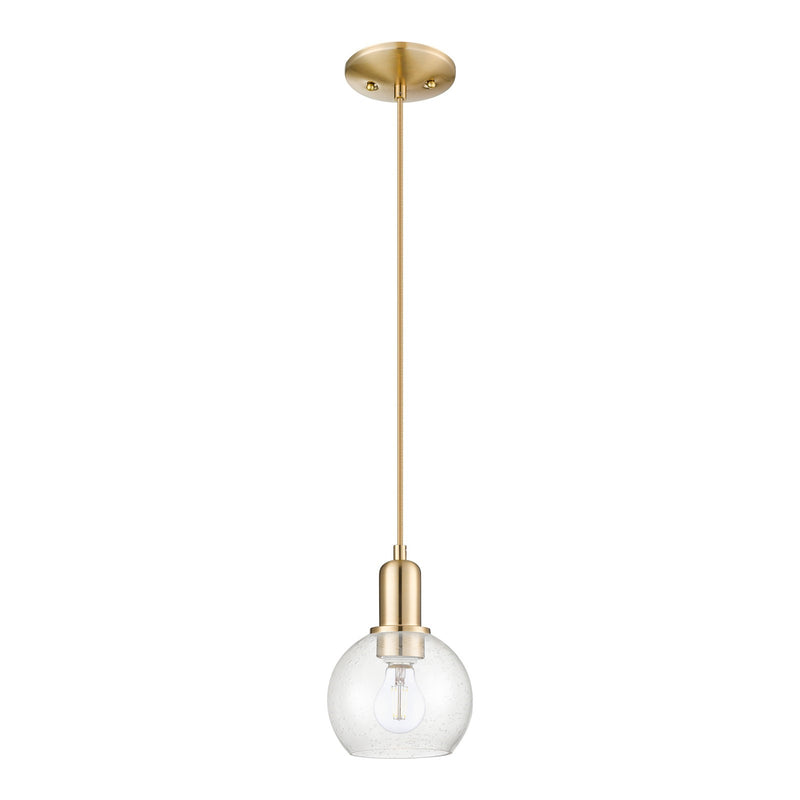 Innovations Athens 6in 1-Light Mini Pendant | Industrial Champagne Bronze Steel and Seedy Glass | Kitchen Island & Dining Room | Model 716-1P-CB-G124-6