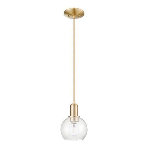 Innovations Athens 6in 1-Light Mini Pendant | Industrial Champagne Bronze Steel and Seedy Glass | Kitchen Island & Dining Room | Model 716-1P-CB-G124-6