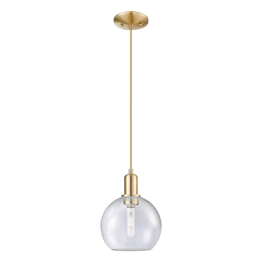 Innovations Athens 8in 1-Light Mini Pendant | Industrial Champagne Bronze Steel and Seedy Glass | Kitchen Island & Dining Room | Model 716-1P-CB-G124-8