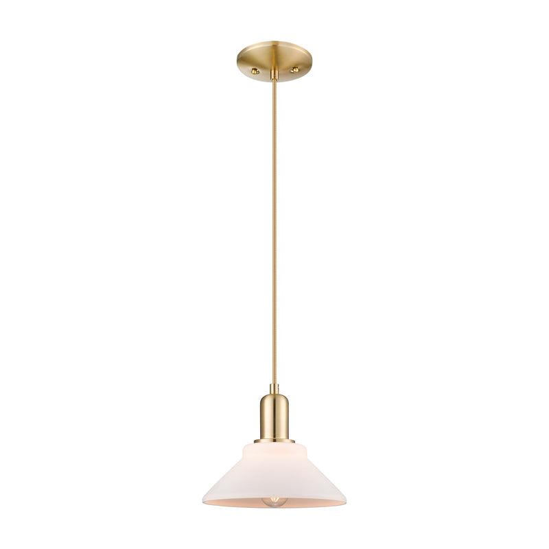 Innovations Orwell 8in 1-Light Mini Pendant | Industrial Champagne Bronze Steel and Matte White Glass | Kitchen Island & Dining | Model 716-1P-CB-G131