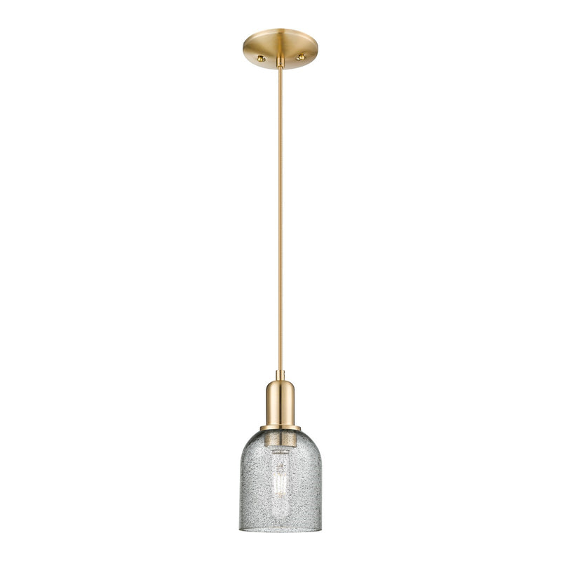 Innovations Caledonia 5in 1-Light Mini Pendant | Industrial Champagne Bronze Steel and Charcoal Glass | Kitchen Island & Dining | Model 716-1P-CB-G257