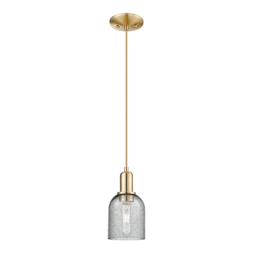 Innovations Caledonia 5in 1-Light Mini Pendant | Industrial Champagne Bronze Steel and Charcoal Glass | Kitchen Island & Dining | Model 716-1P-CB-G257