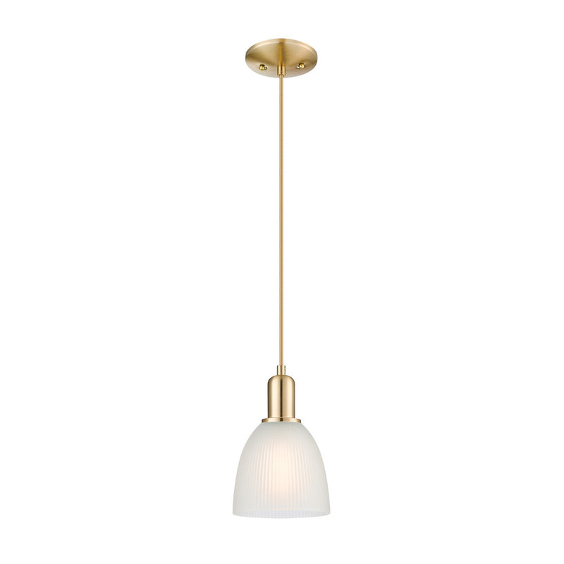 Innovations Castile 6in 1-Light Mini Pendant | Industrial Champagne Bronze Steel and White Glass | Kitchen Island & Dining Room | Model 716-1P-CB-G381