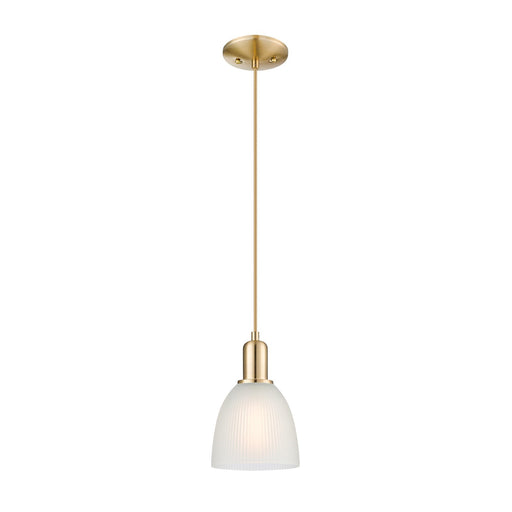 Innovations Castile 6in 1-Light Mini Pendant | Industrial Champagne Bronze Steel and White Glass | Kitchen Island & Dining Room | Model 716-1P-CB-G381