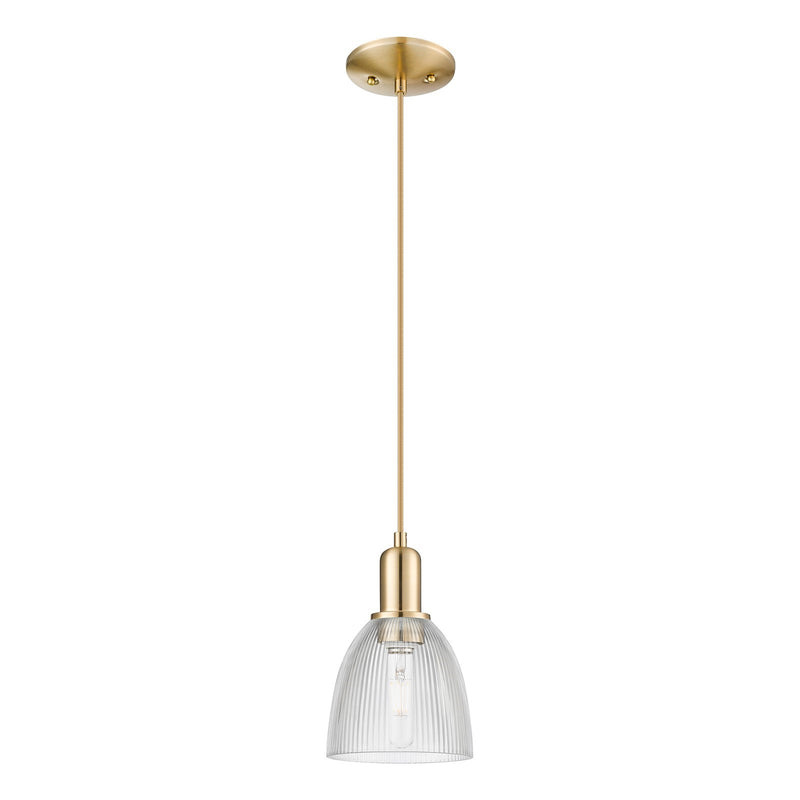 Innovations Castile 6in 1-Light Mini Pendant | Industrial Champagne Bronze Steel and Clear Glass | Kitchen Island & Dining Room | Model 716-1P-CB-G382