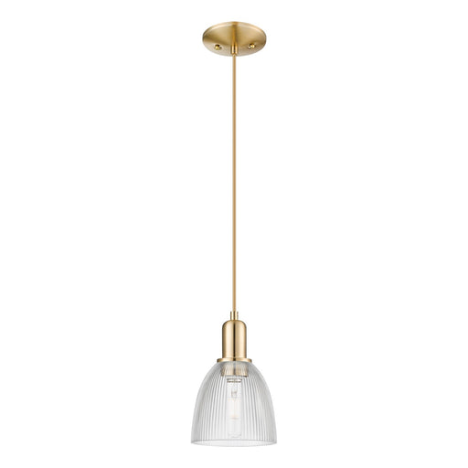 Innovations Castile 6in 1-Light Mini Pendant | Industrial Champagne Bronze Steel and Clear Glass | Kitchen Island & Dining Room | Model 716-1P-CB-G382