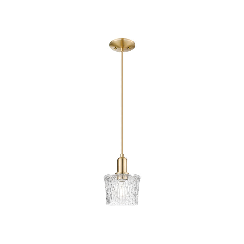 Innovations Niagara 7in 1-Light Mini Pendant | Industrial Champagne Bronze Steel and Clear Textured Glass | Kitchen Island & Dining | Model 716-1P-CB-G402
