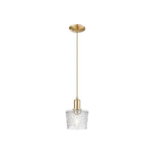 Innovations Niagara 7in 1-Light Mini Pendant | Industrial Champagne Bronze Steel and Clear Textured Glass | Kitchen Island & Dining | Model 716-1P-CB-G402