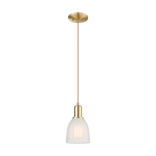Innovations Brookfield 6in 1-Light Mini Pendant | Industrial Champagne Bronze Steel and White Frosted Ribbed Glass | Kitchen Island | Model 716-1P-CB-G441