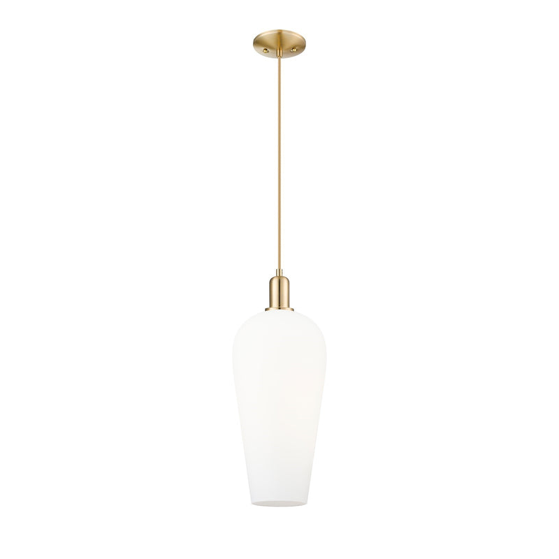 Innovations Chelsea 8in 1-Light Mini Pendant | Industrial Champagne Bronze Steel and White Glass | Kitchen Island & Dining Room | Model 716-1P-CB-G456-8WH