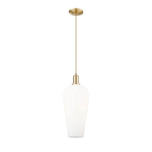 Innovations Chelsea 8in 1-Light Mini Pendant | Industrial Champagne Bronze Steel and White Glass | Kitchen Island & Dining Room | Model 716-1P-CB-G456-8WH