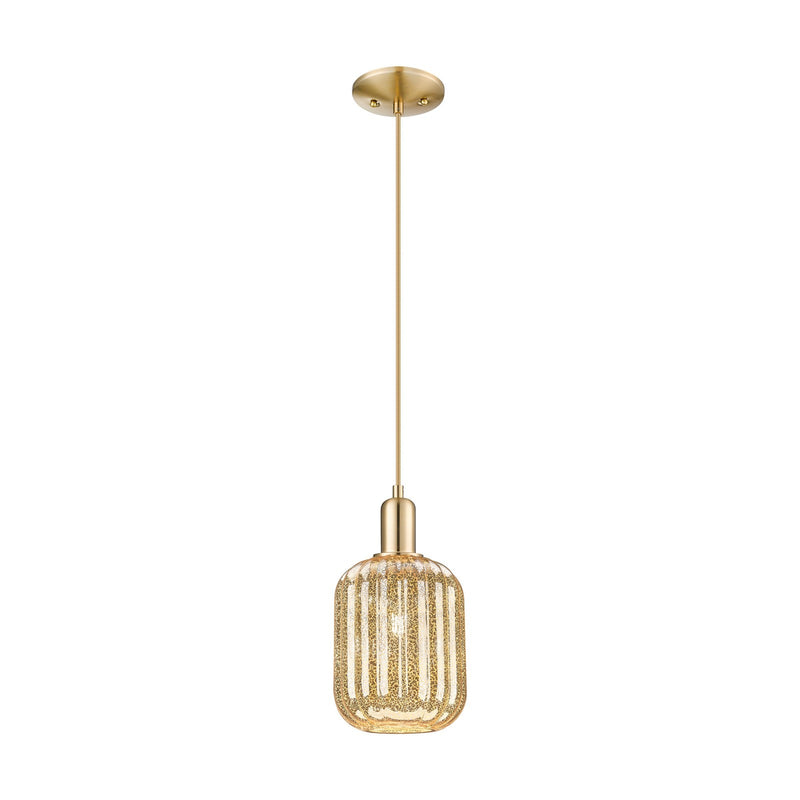 Innovations Preston Cylinder 6.75in 1-Light Mini Pendant | Industrial Champagne Bronze Steel and Mercury Glass | Kitchen Island | Model 716-1P-CB-G460-7ME