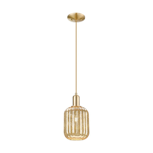 Innovations Preston Cylinder 6.75in 1-Light Mini Pendant | Industrial Champagne Bronze Steel and Mercury Glass | Kitchen Island | Model 716-1P-CB-G460-7ME
