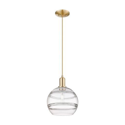 Innovations Rochester 10in 1-Light Mini Pendant | Industrial Champagne Bronze Steel and Clear Glass | Kitchen Island & Dining | Model 716-1P-CB-G556-10CL